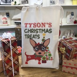 Personalised Dog Santa Sack - Chihuahua - Tyson Design